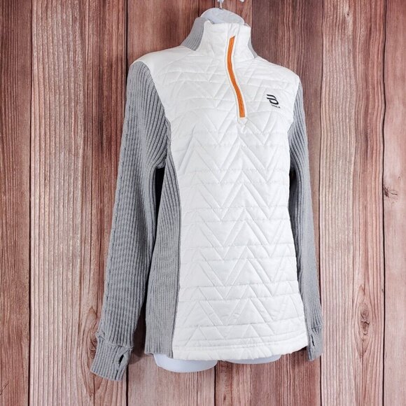 Bjorn Daehlie Womens Size XL Sweater Half Zip Comfy White Gray Wool Blend - Picture 4 of 15